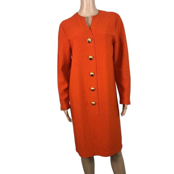 STEVE FABRIKANT VTG Wool Knit Dress 10 Orange Retro Versatile Y2K Rare Made USA - Picture 2 of 12